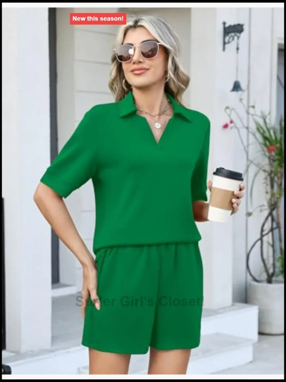 Womens Two Piece Sets Summer Shorts Matching Lounge Sets Polo Sweatsuit Travel